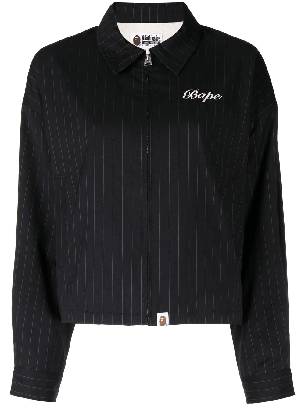 A BATHING APE®  pin-striped zip-up jacket