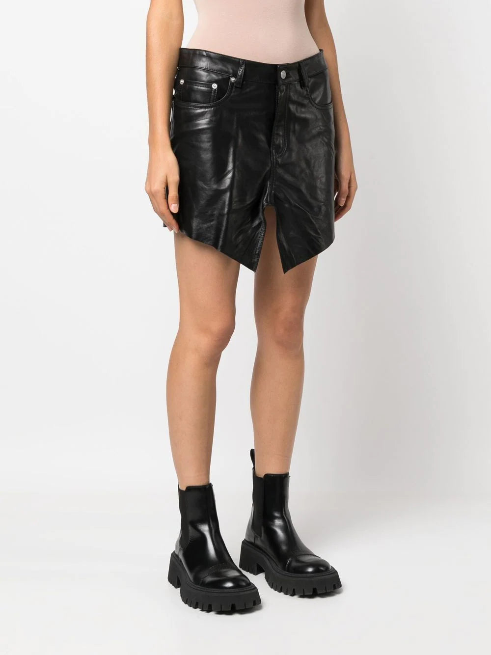 Balenciaga  Mini Cut-Up leather skirt