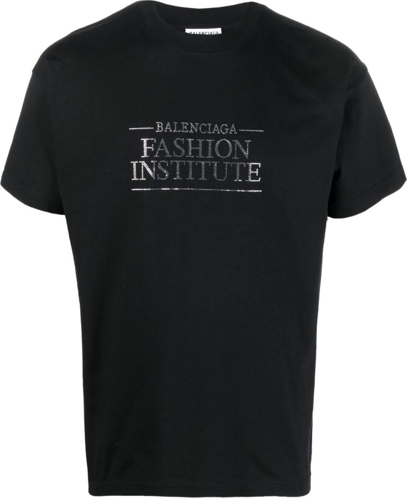 Balenciaga  crystal-embellished slogan T-shirt