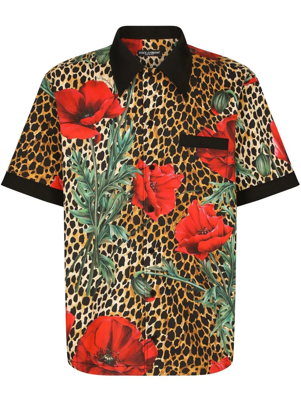 Dolce & gabbana  leopard floral-print short-sleeve shirt