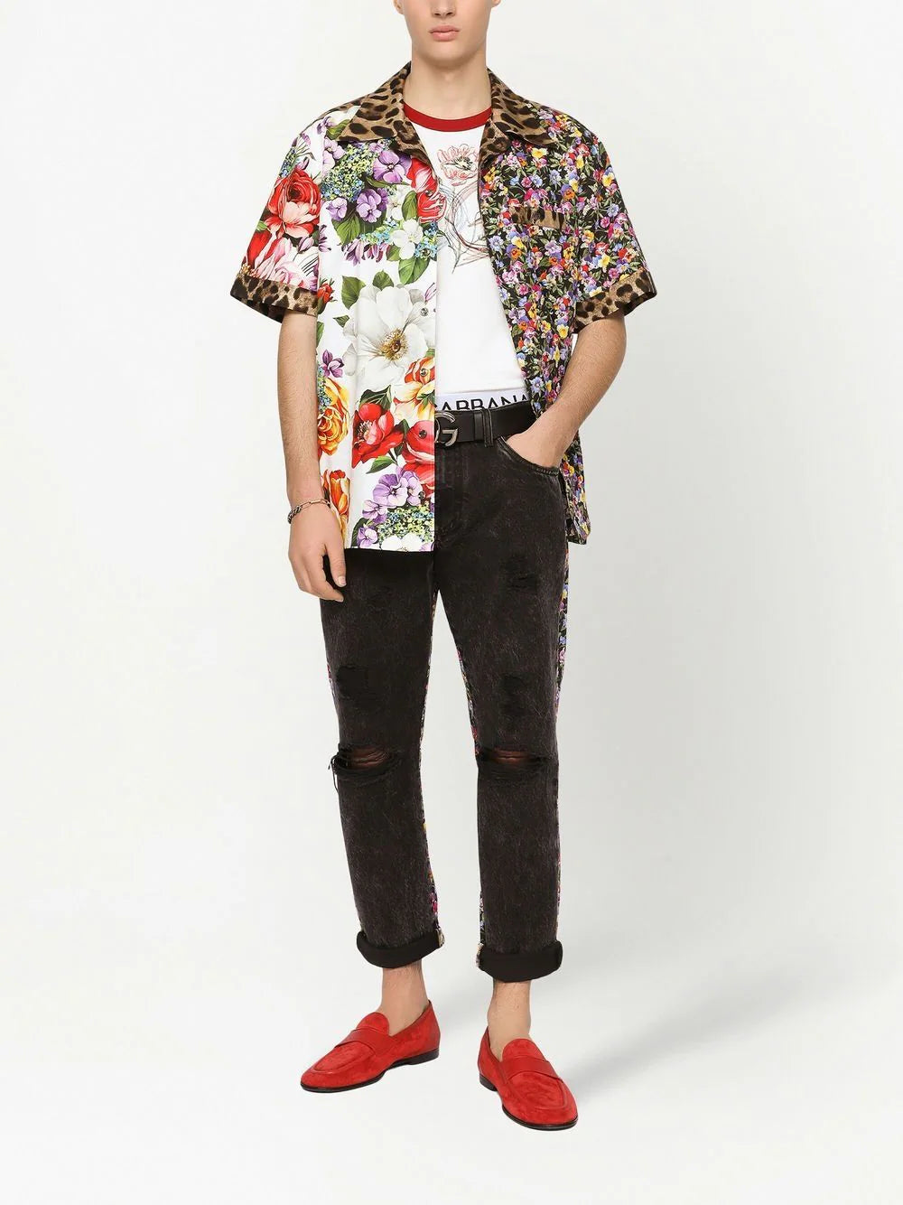 Dolce & gabbana  patchwork-print short-sleeve shirt