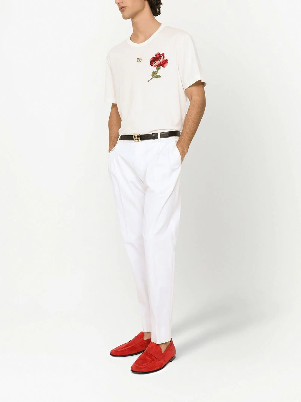 Dolce & gabbana  DG floral-embroidered cotton T-shirt