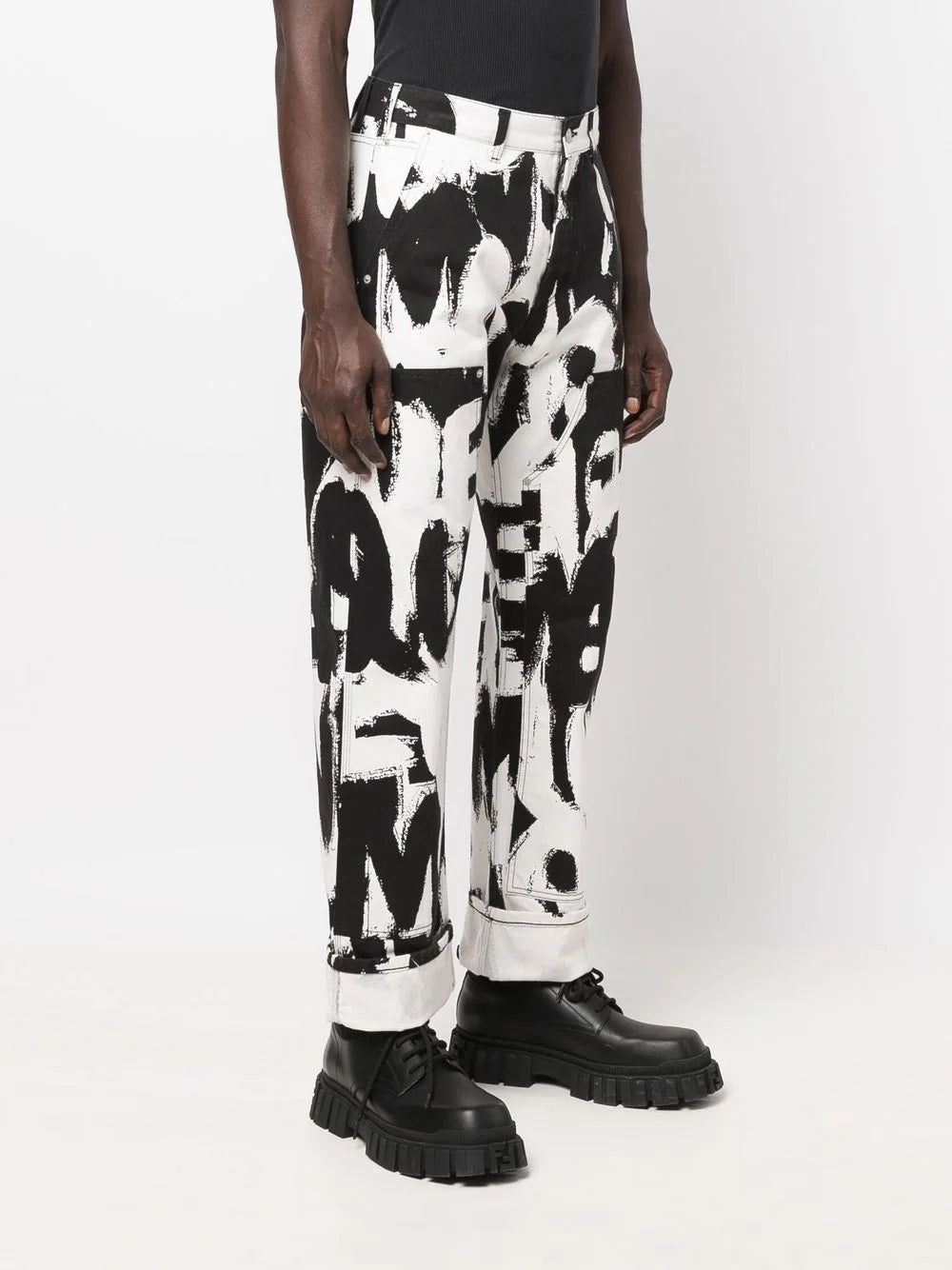 Alexander McQueen Graffiti-print straight-leg jeans