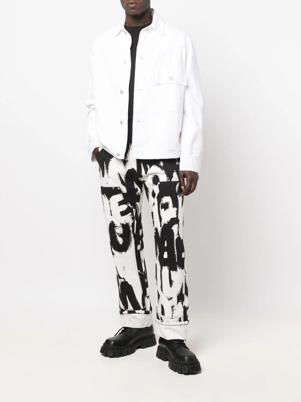 Alexander McQueen Graffiti-print straight-leg jeans
