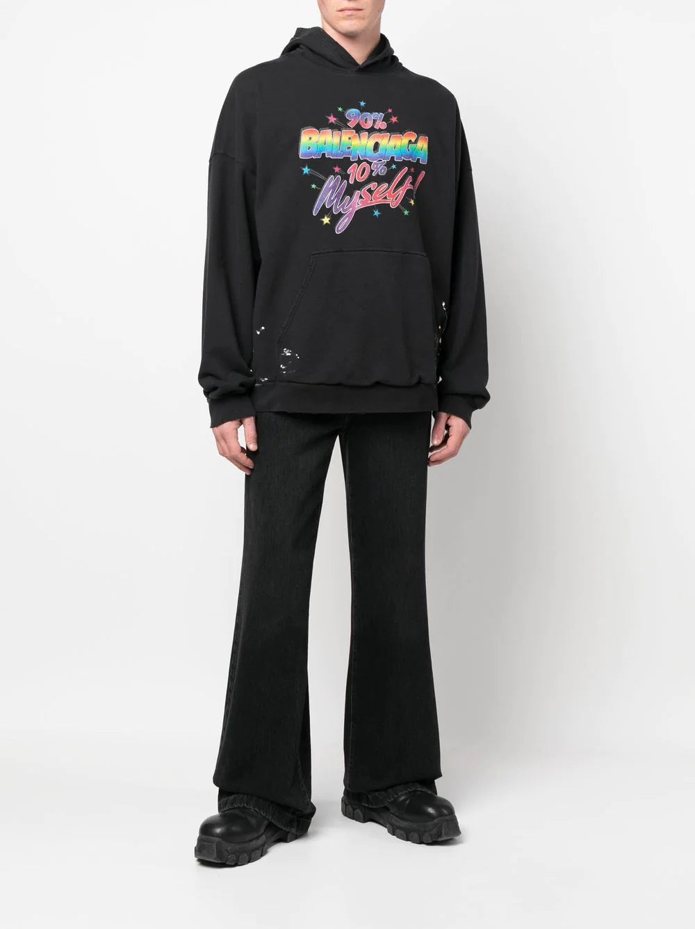 Balenciaga  Wide Fit slogan-print hoodie