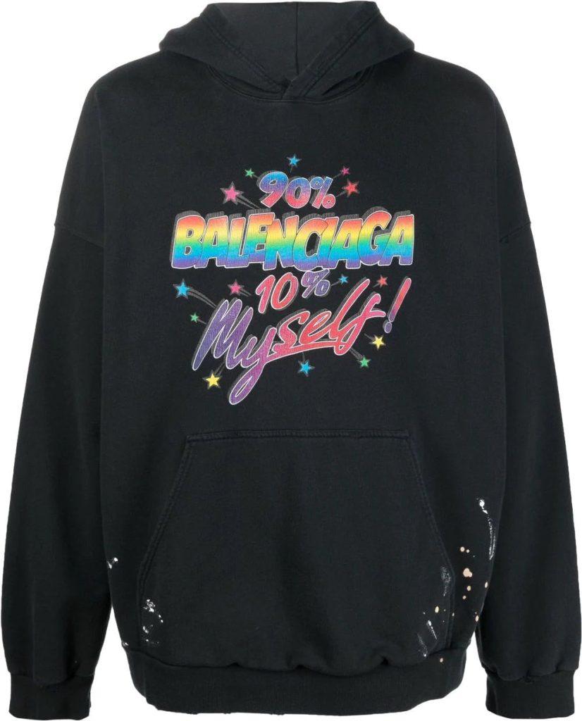 Balenciaga  Wide Fit slogan-print hoodie