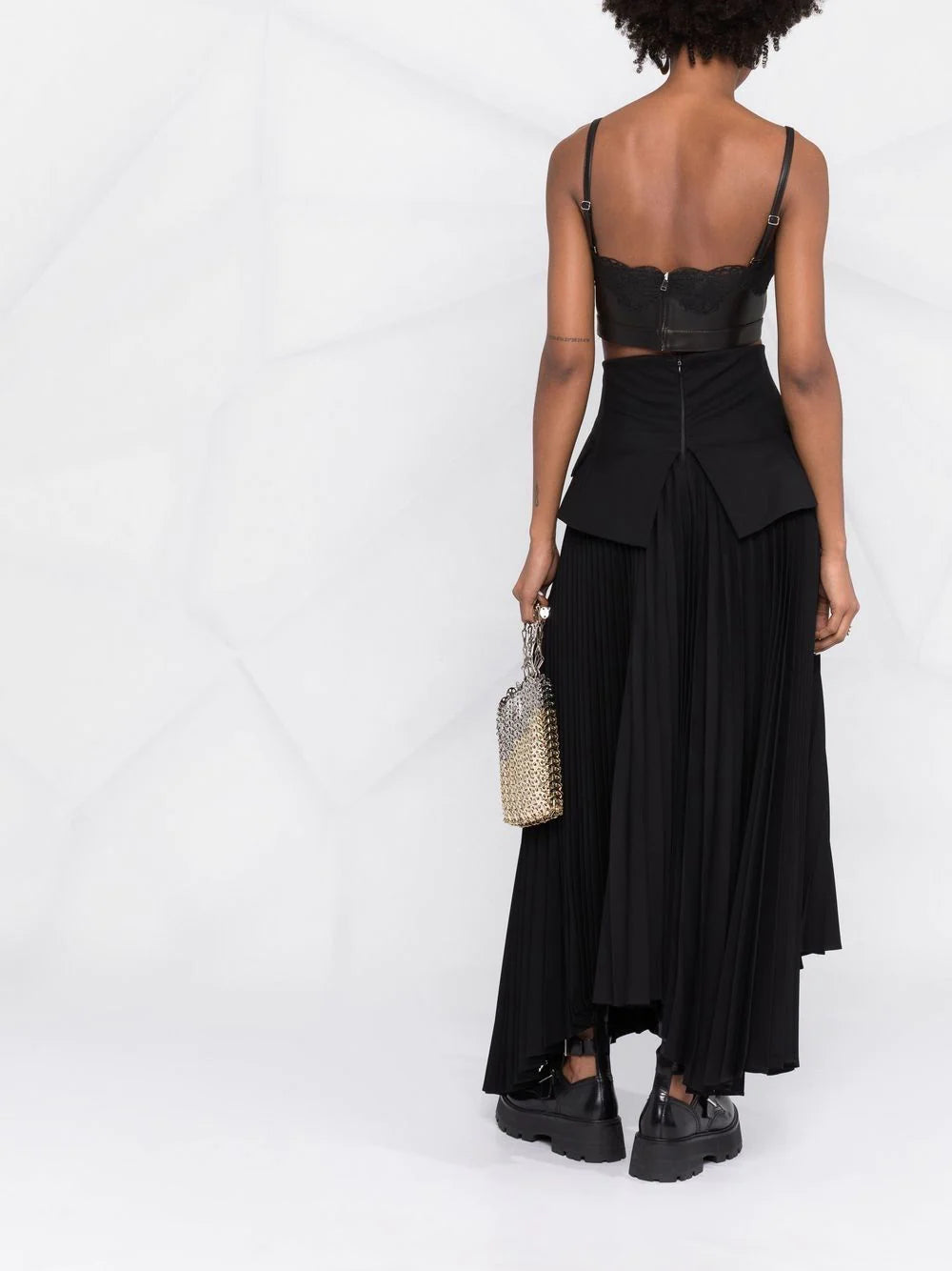 Alexander McQueen cropped lace-trim leather top