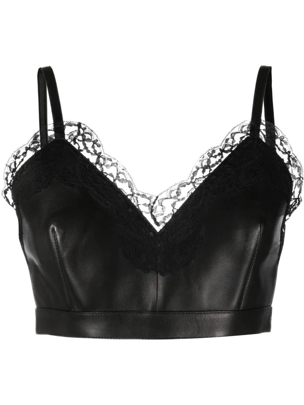 Alexander McQueen  cropped lace-trim leather top