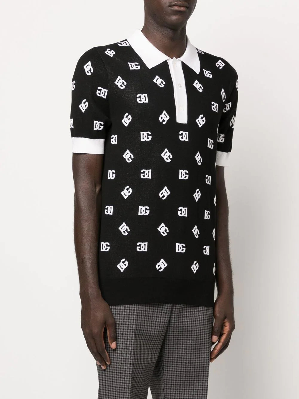 Dolce & gabbana monogram knitted polo shirt