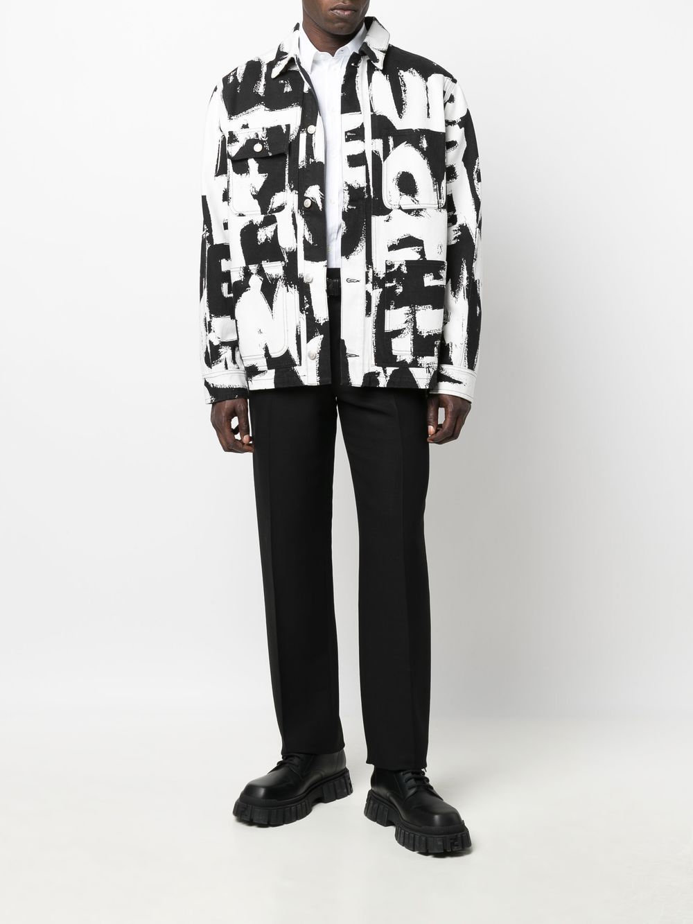 Alexander McQueen text print denim jacket