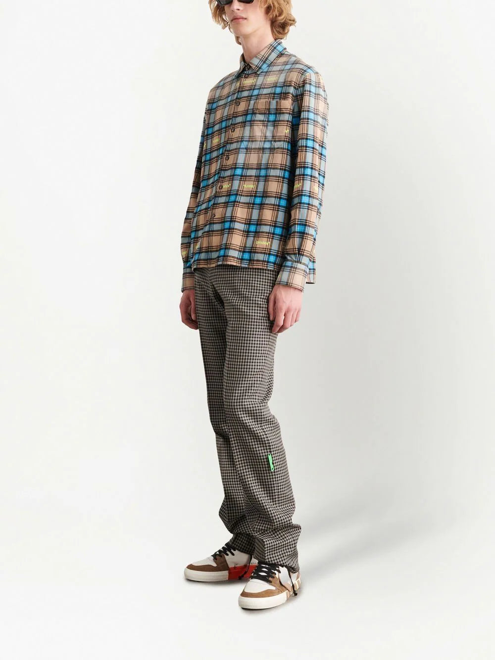 Off-white check-print long-sleeve shirt
