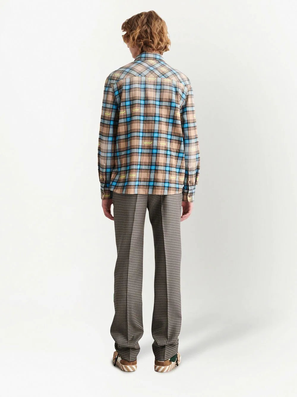 Off-white check-print long-sleeve shirt