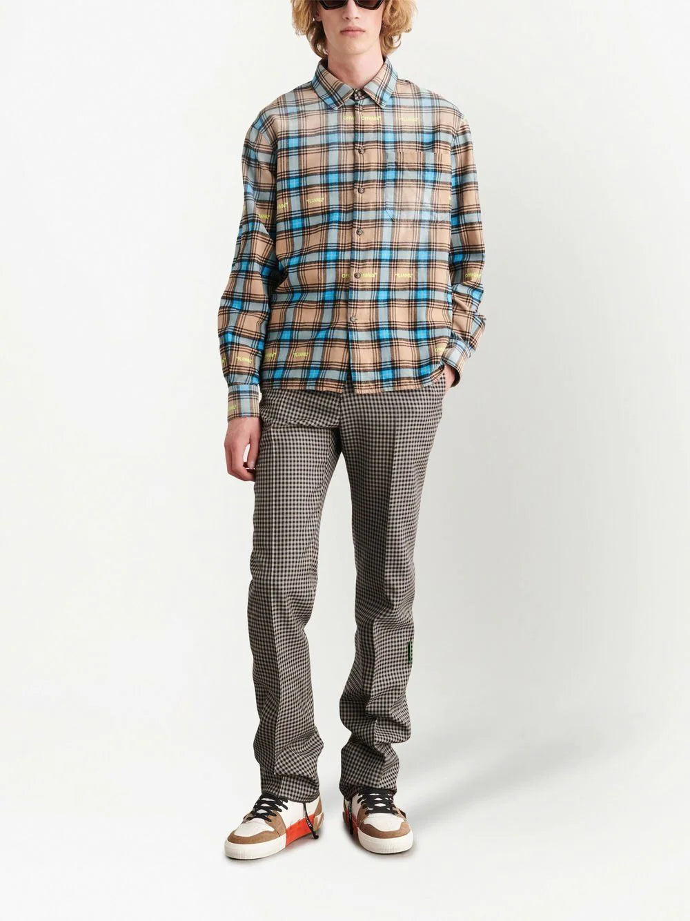 Off-white check-print long-sleeve shirt