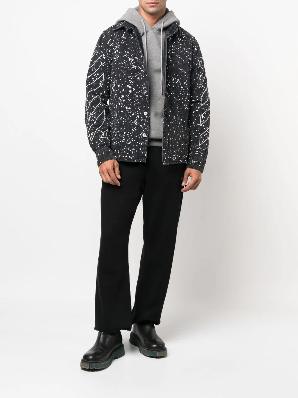 Off-white Diag-stripe paint-splatter denim shirt