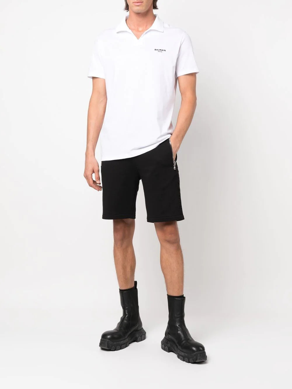 Balmain wingtip-collar cotton polo shirt