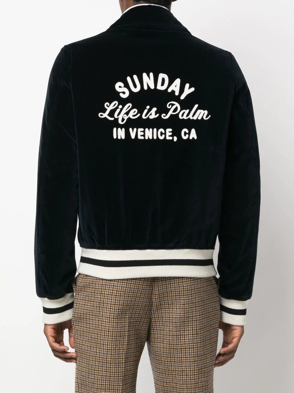 Palm Angels  logo-embroidered velvet jacket