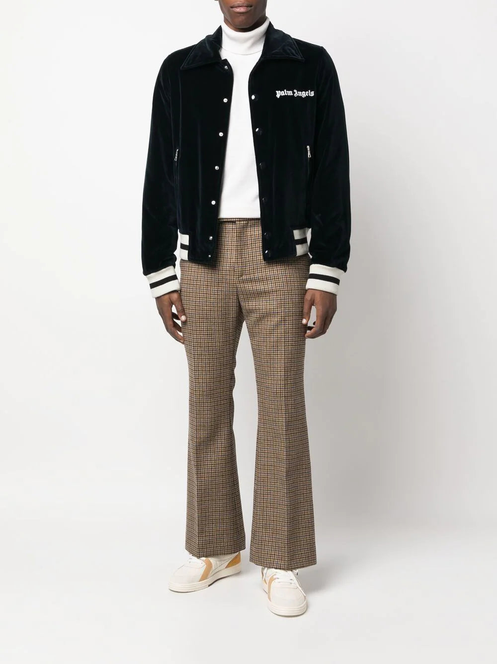 Palm Angels  logo-embroidered velvet jacket