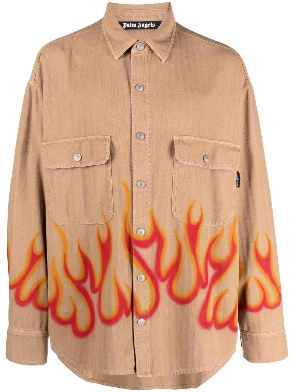 Palm Angels flame-print long-sleeve shirt