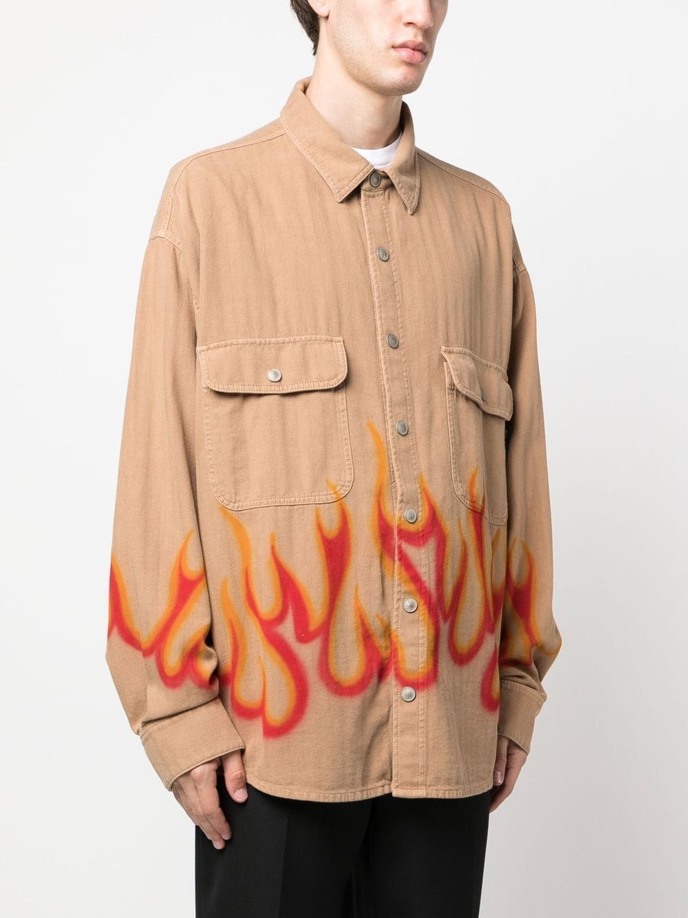 Palm Angels flame-print long-sleeve shirt
