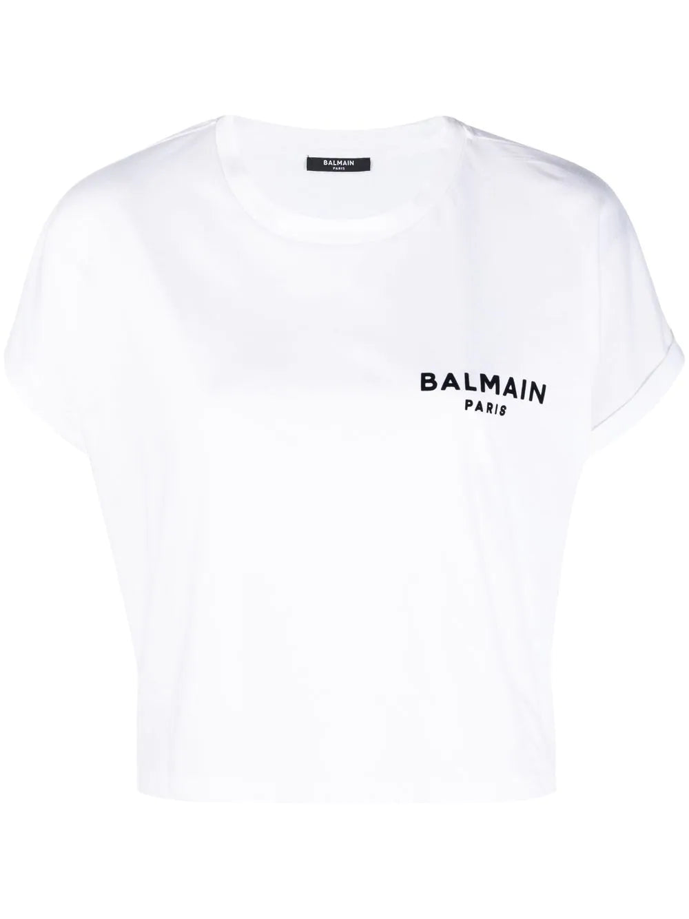 Balmain  logo-print cropped T-shirt