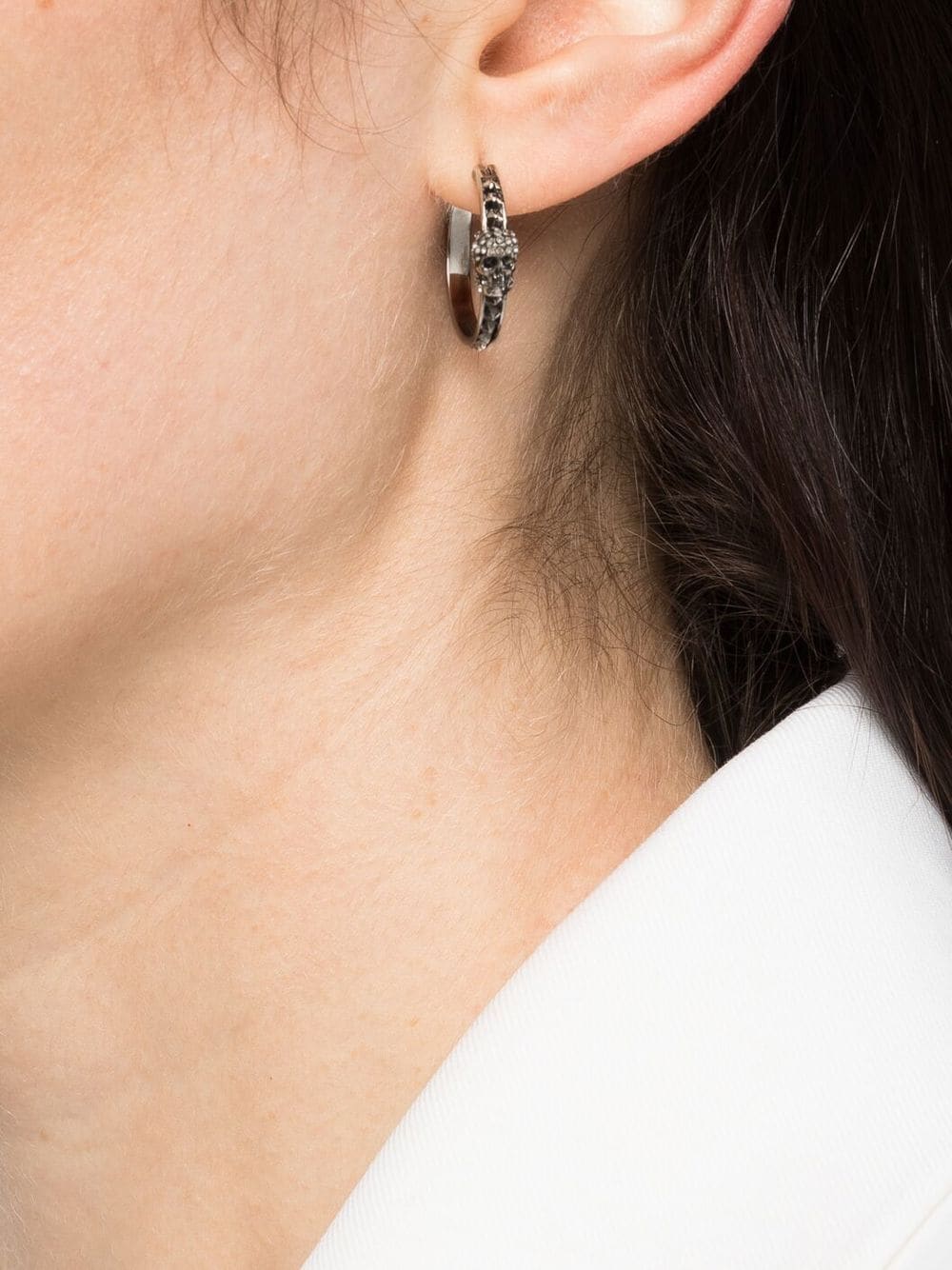 Alexander McQueen skull crystal-embellished hoop earrings