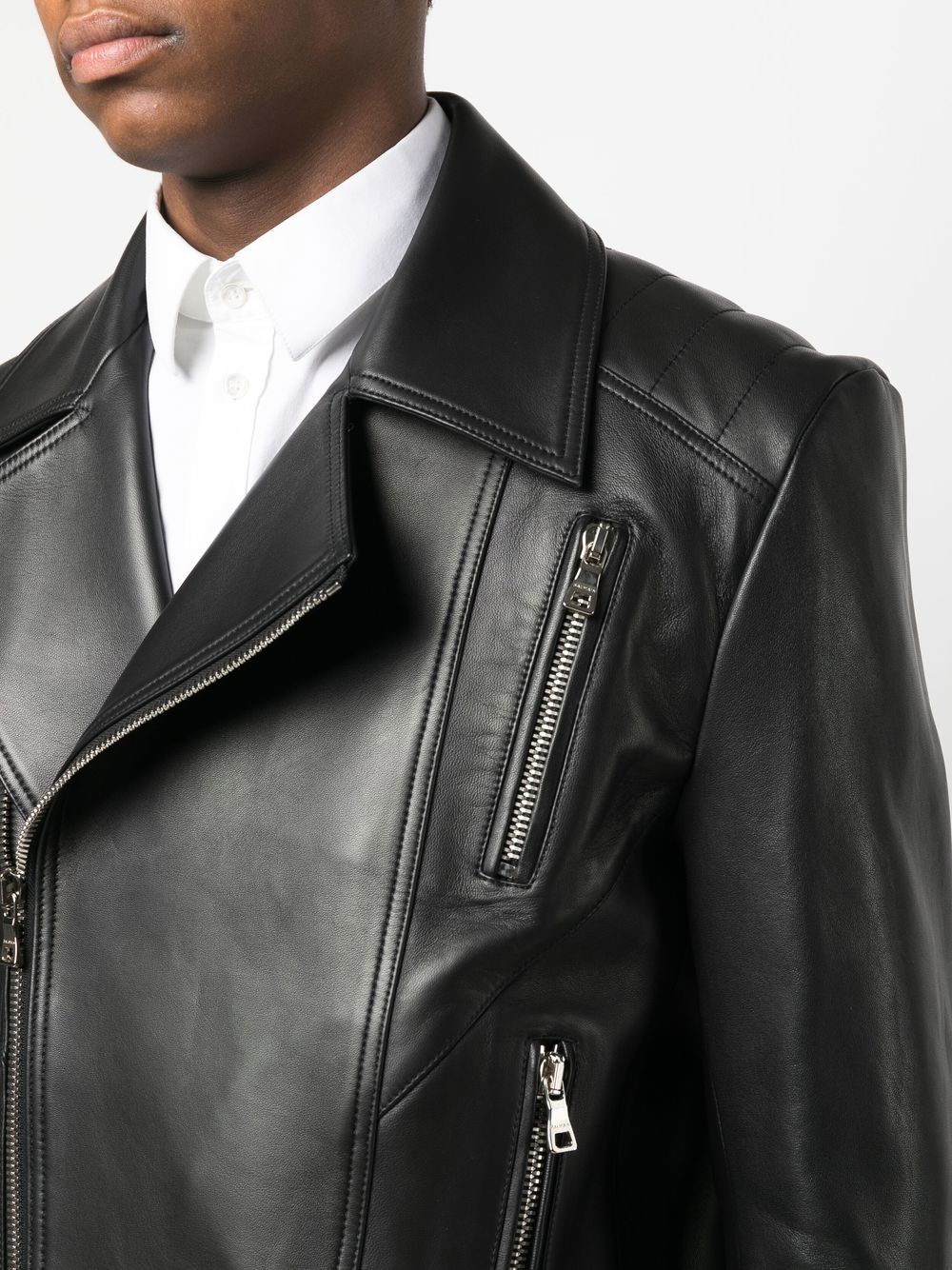 Balmain zip leather jacket - Image 4