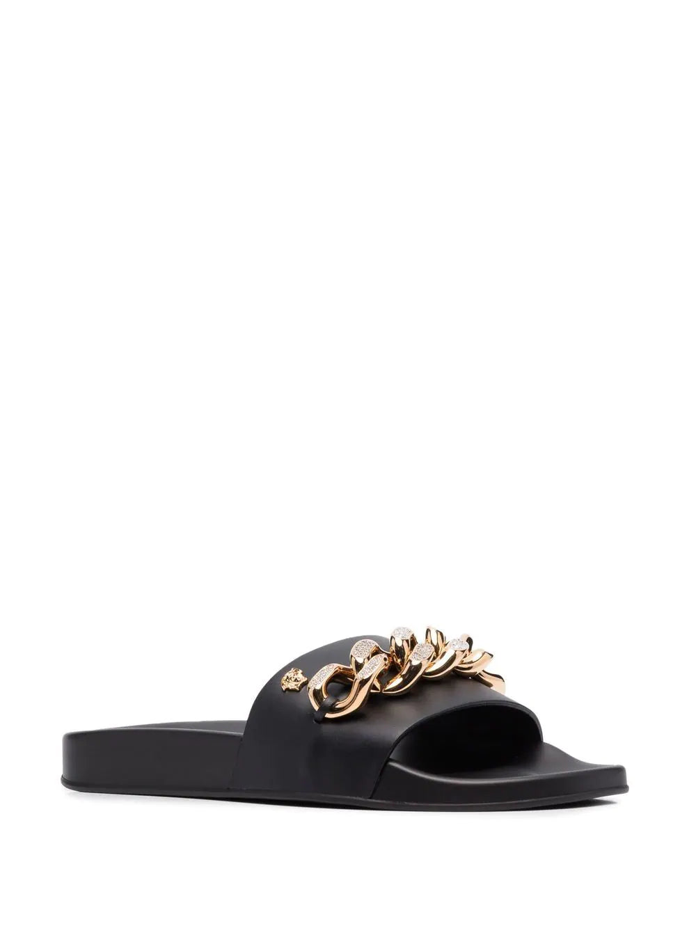 Versace  chain-link leather flip flops