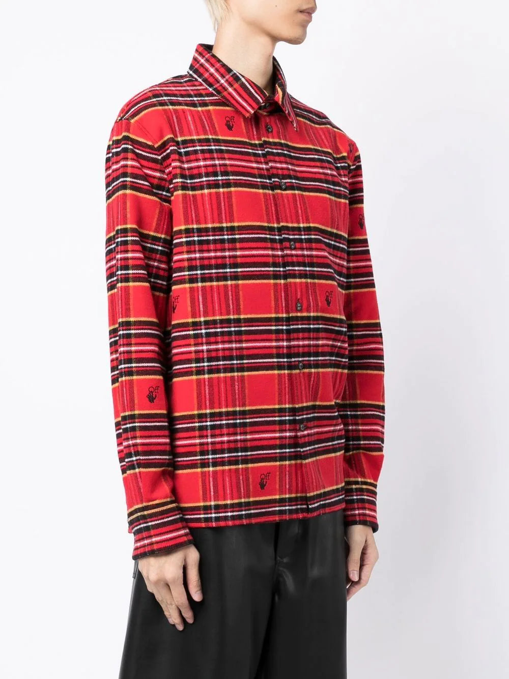 Off-white tartan-check logo-embroidered shirt