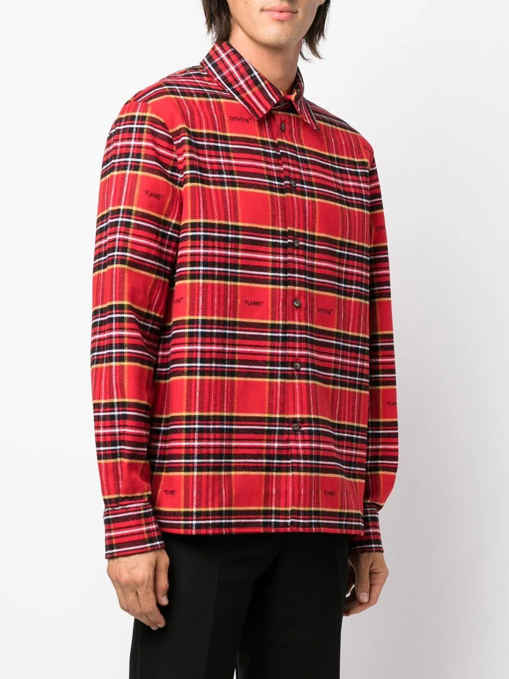 Off-white tartan-check logo-embroidered shirt