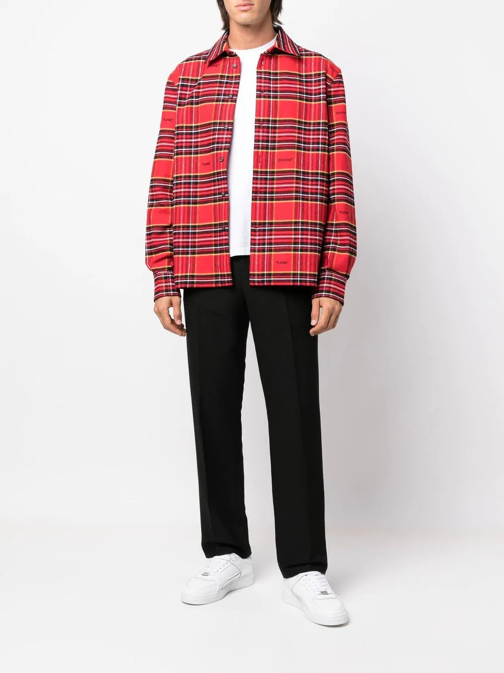 Off-white tartan-check logo-embroidered shirt