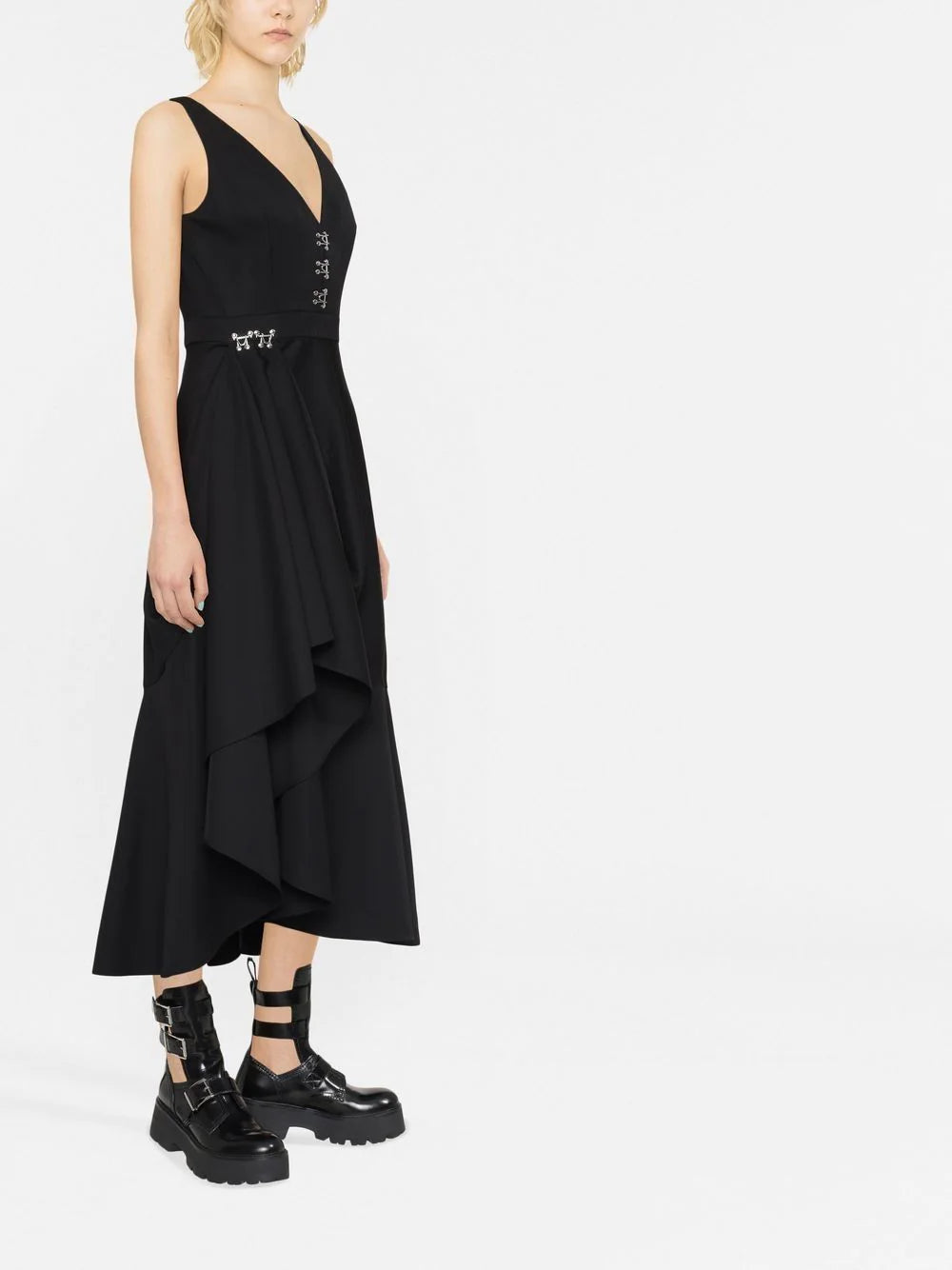Alexander McQueen  V-neck wool mid-length dress