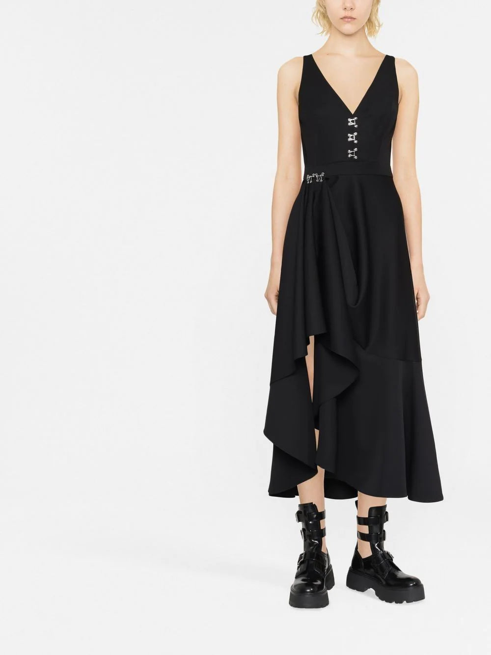 Alexander McQueen  V-neck wool mid-length dress