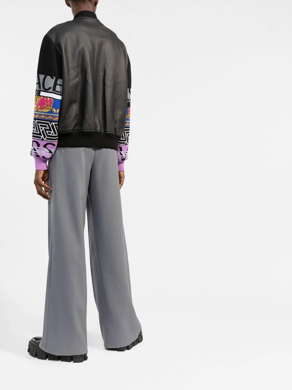 Versace contrast-sleeve leather jacket - Image 4
