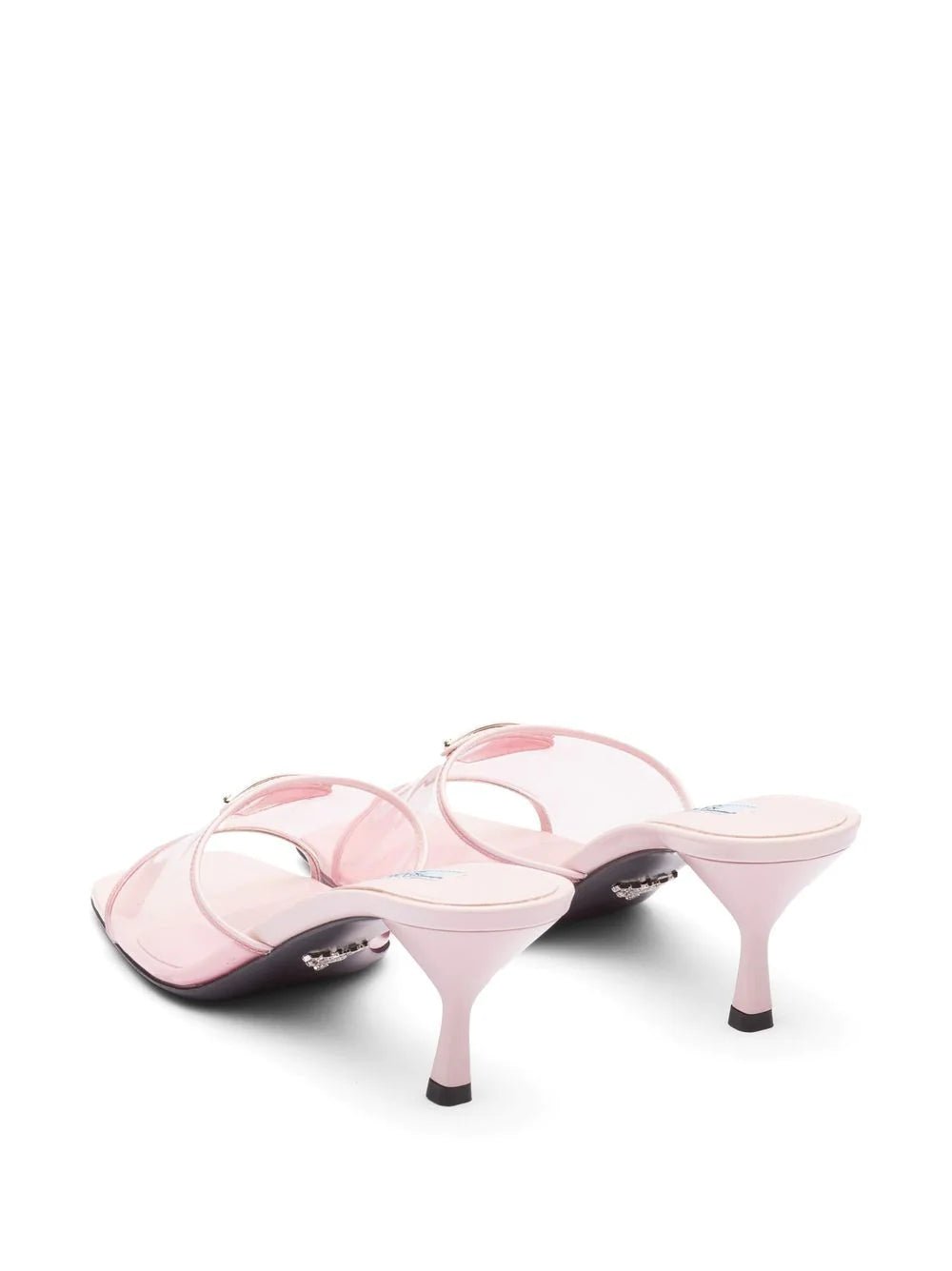 Prada logo plaque transparent sandals
