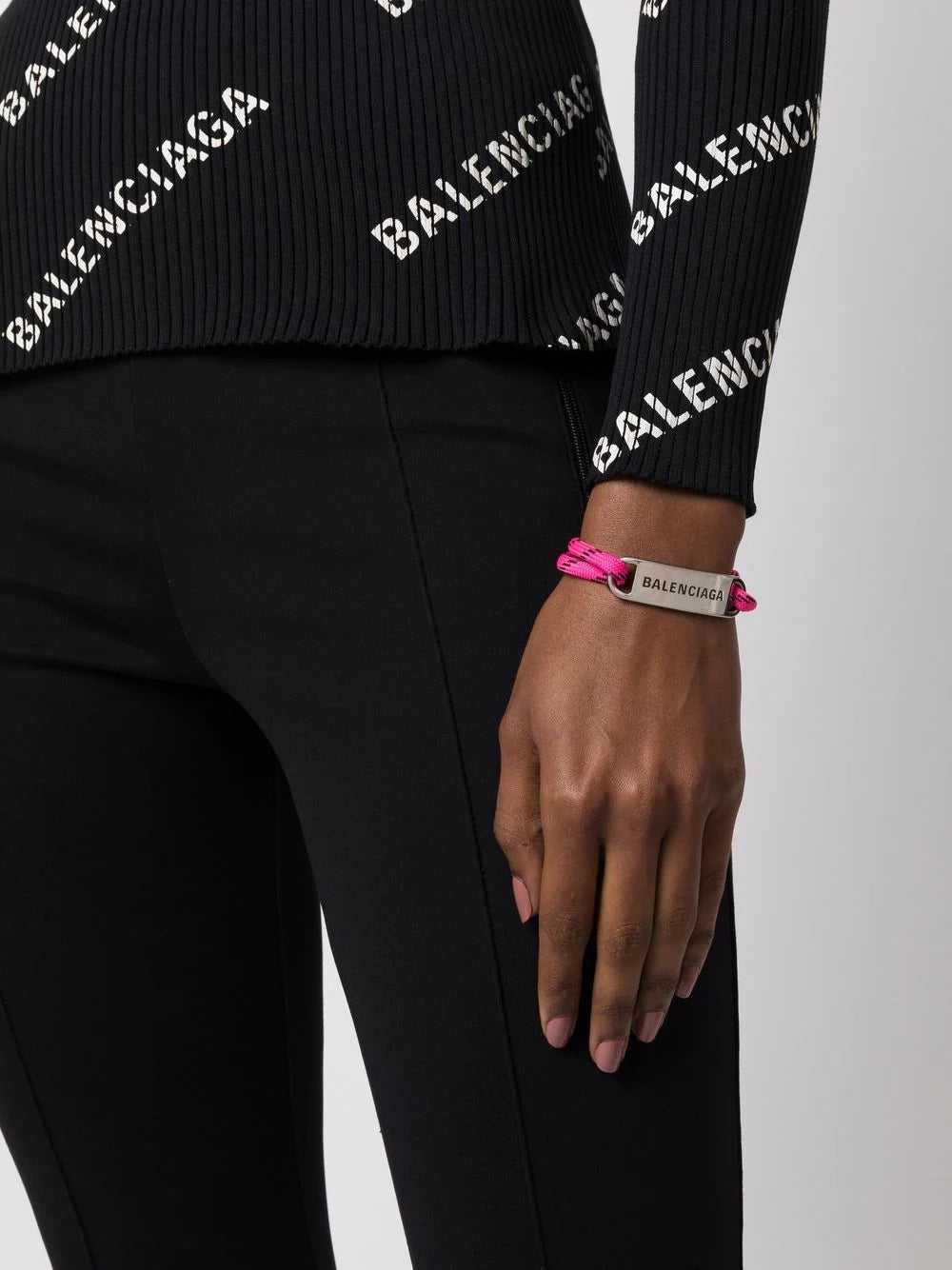 Balenciaga engraved-plate rope bracelet