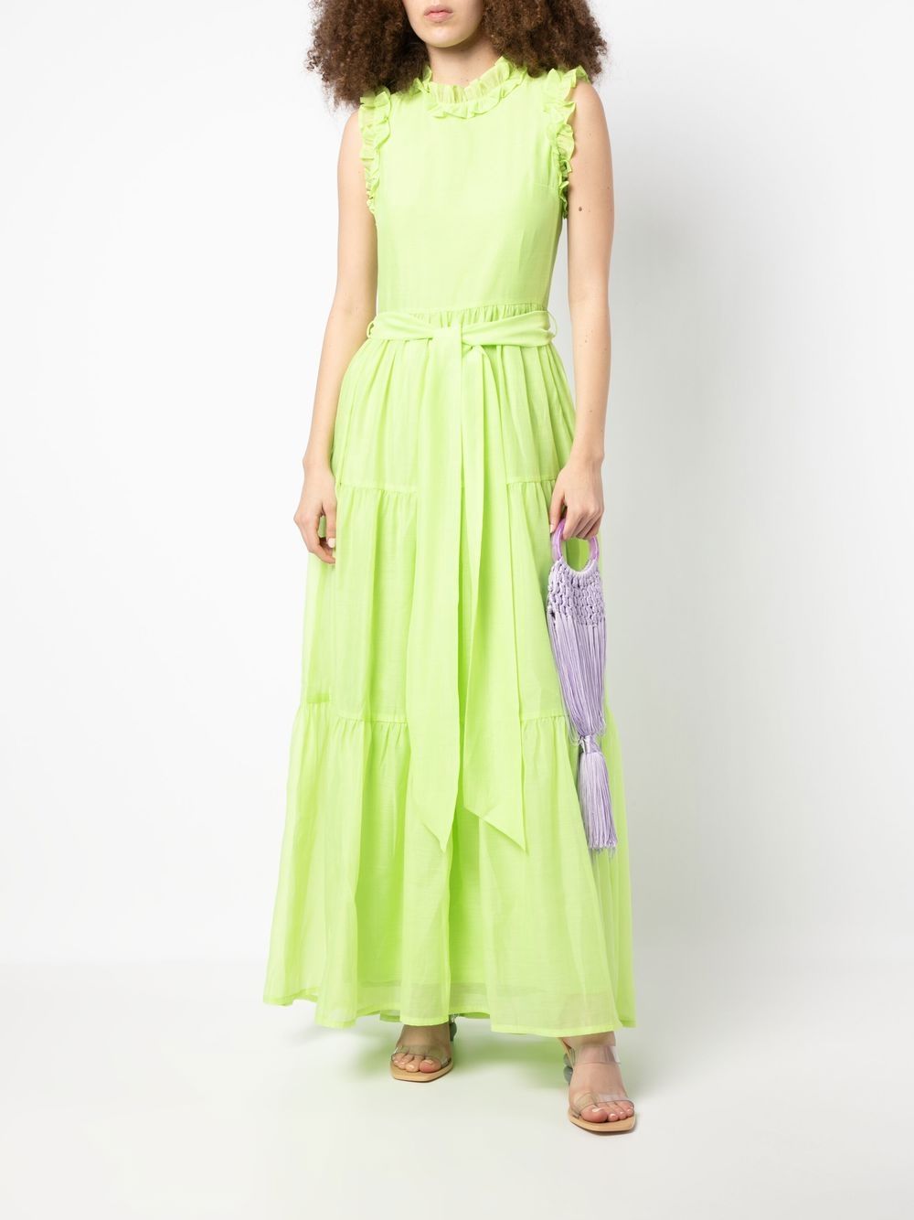 Baruni  ruffle-trim belted maxi dress