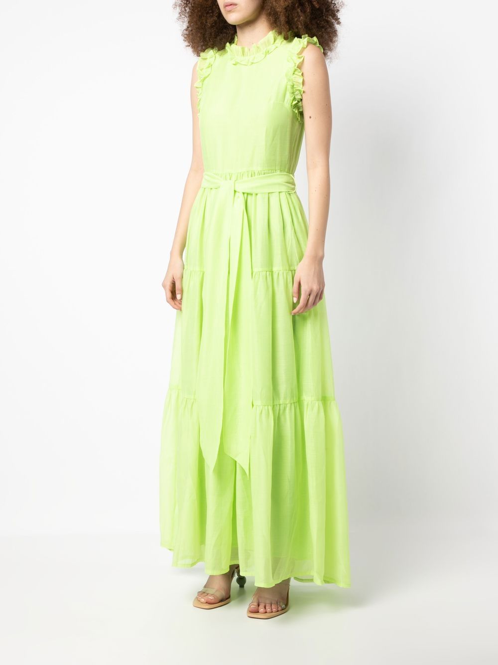 Baruni  ruffle-trim belted maxi dress