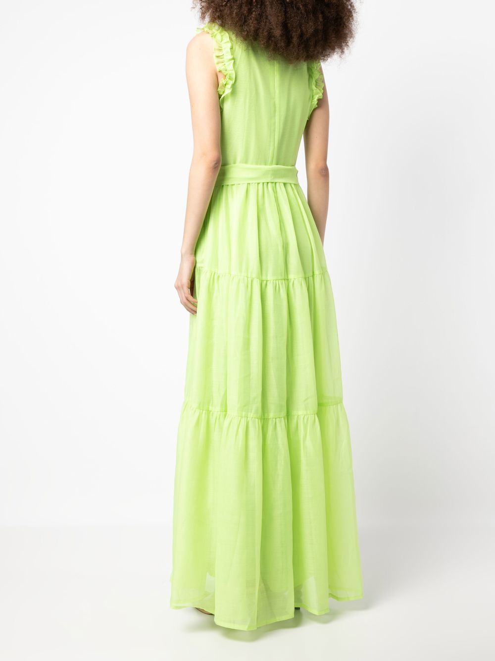 Baruni  ruffle-trim belted maxi dress