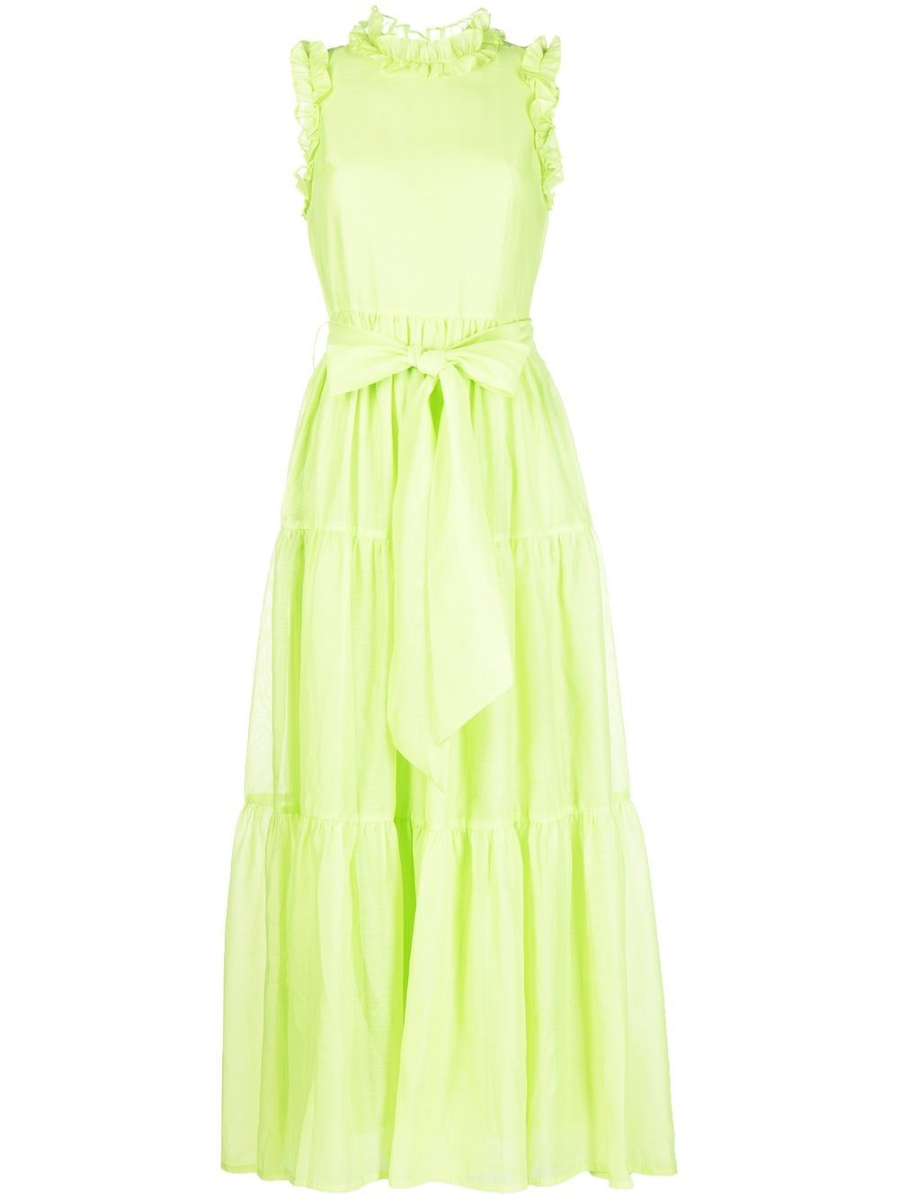 Baruni  ruffle-trim belted maxi dress