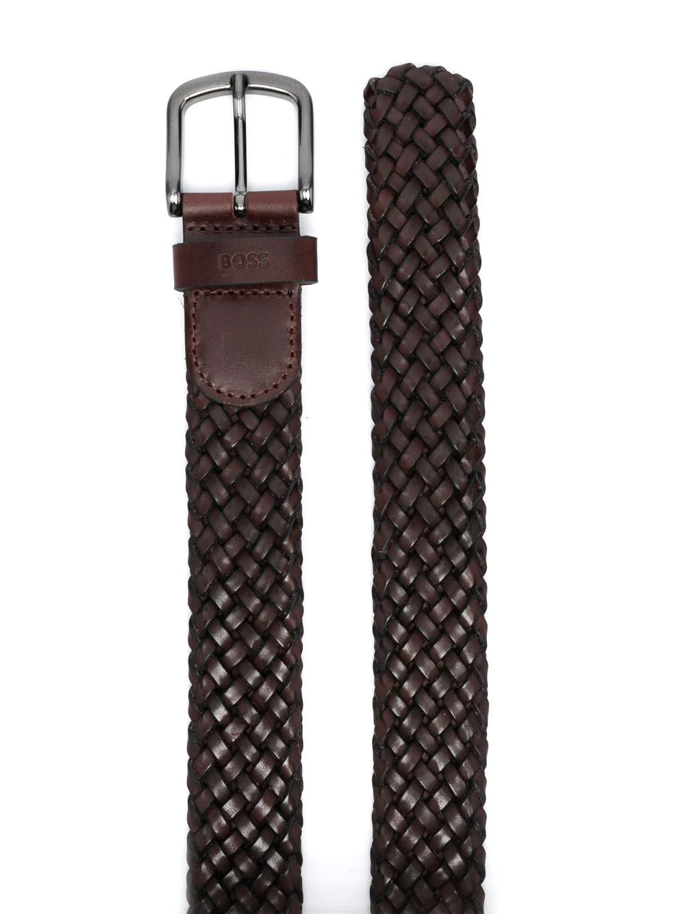 Boss braided leather belt