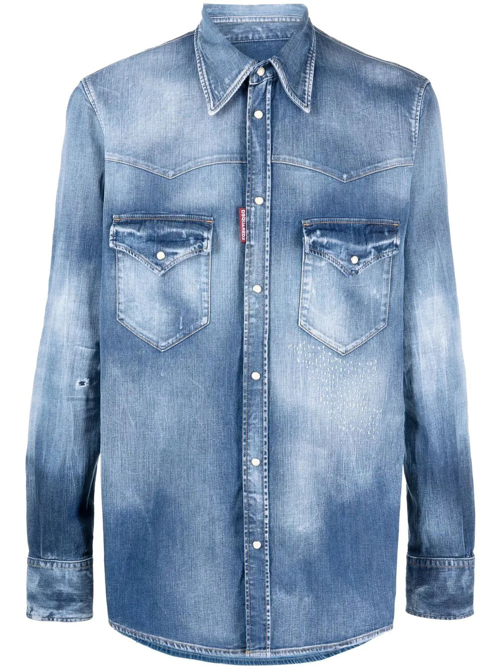 Dsquared2 faded distressed denim shirt