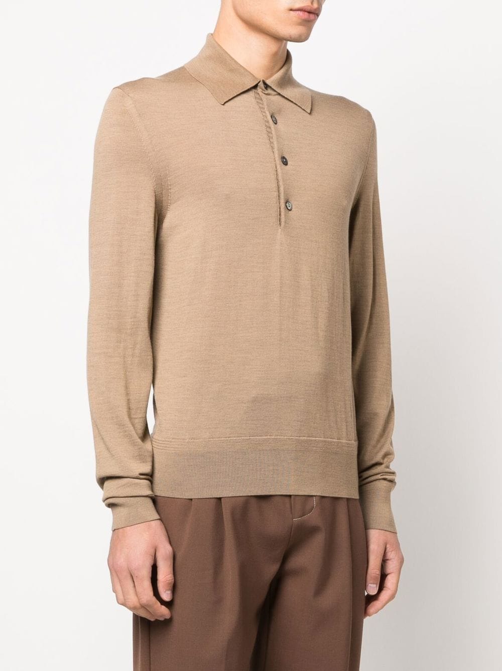 Tom Ford ribbed-knit long-sleeved polo shirt