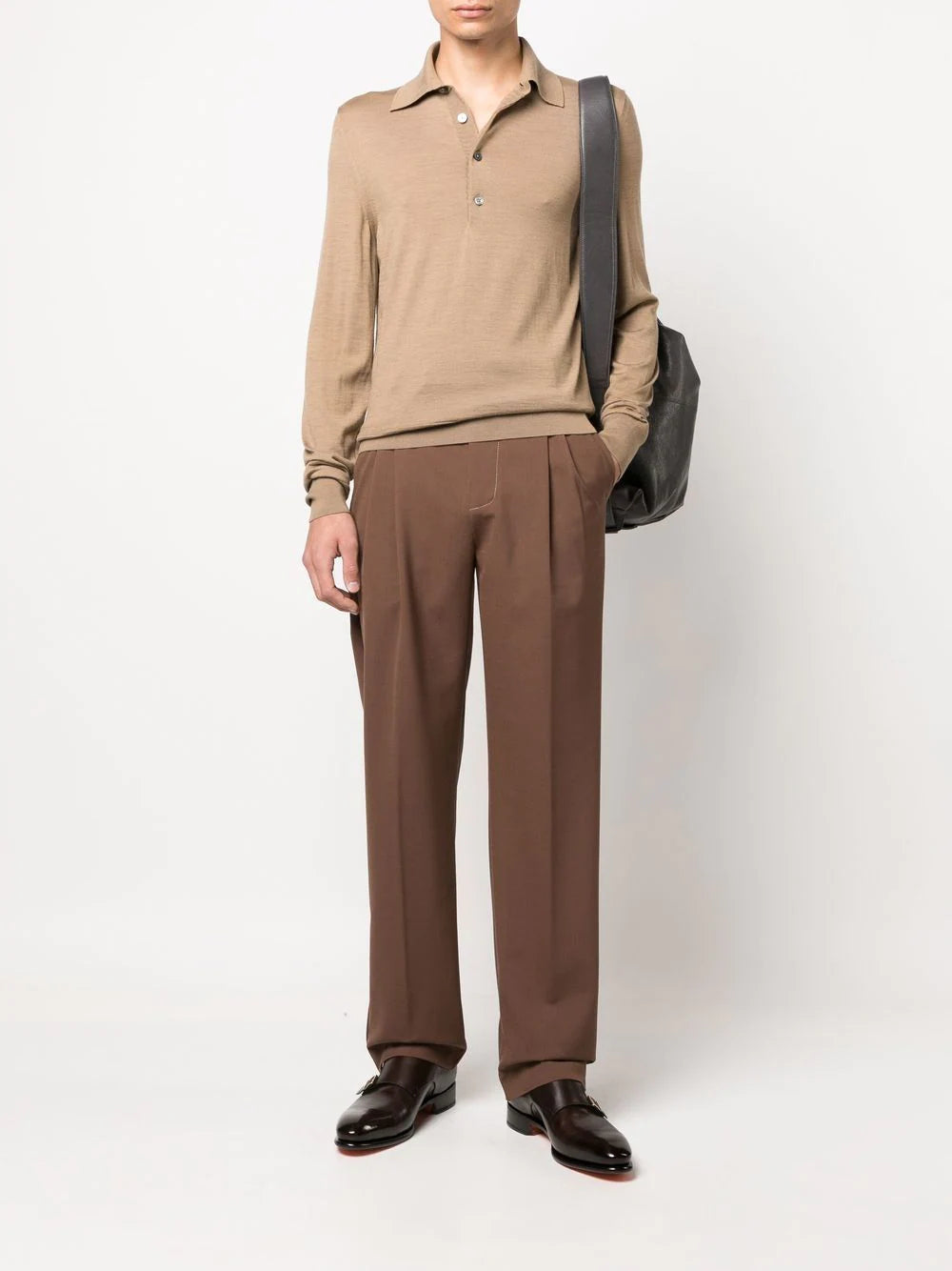 Tom Ford ribbed-knit long-sleeved polo shirt