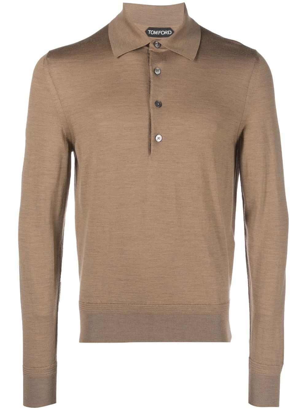 Tom Ford ribbed-knit long-sleeved polo shirt
