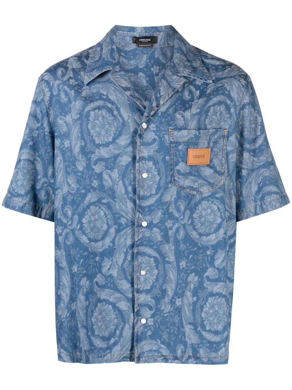 Versace  floral print spread collar cotton shirt