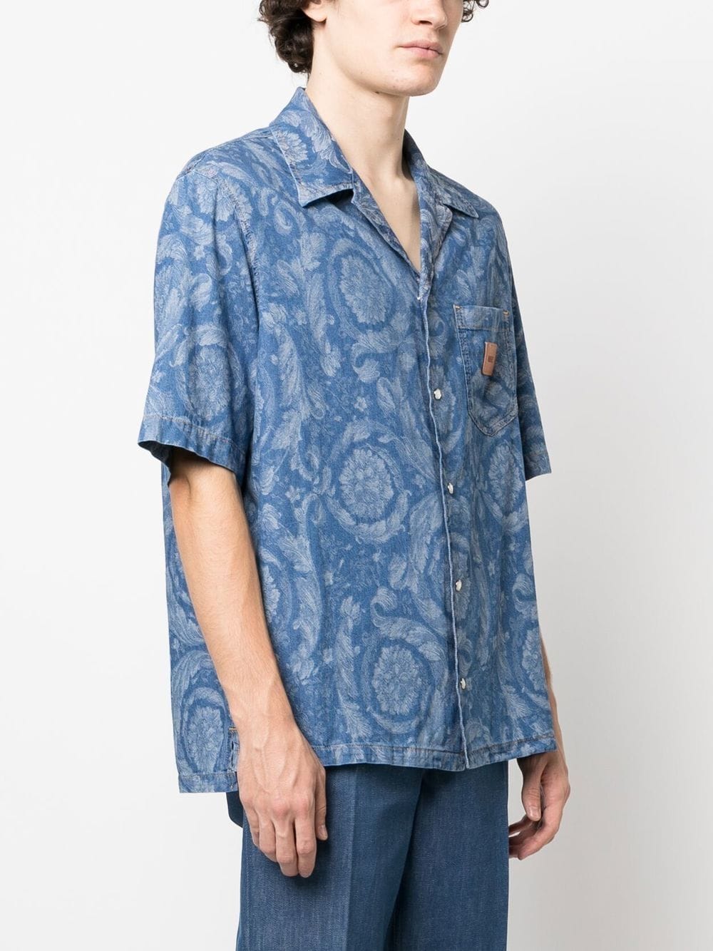 Versace floral print spread collar cotton shirt
