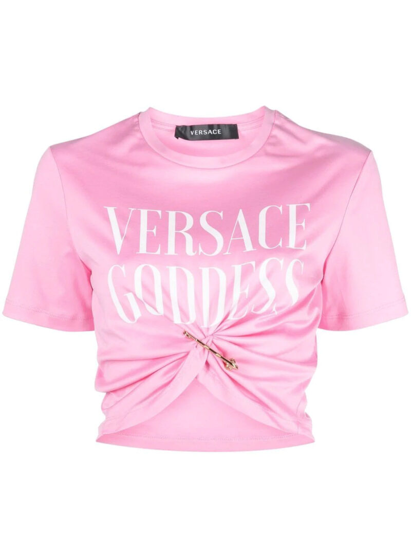 Versace  safety-pin cropped T-shirt