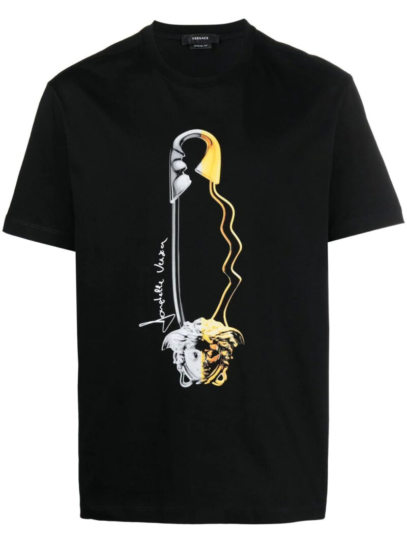 Versace  Safety Pin-print organic cotton T-shirt
