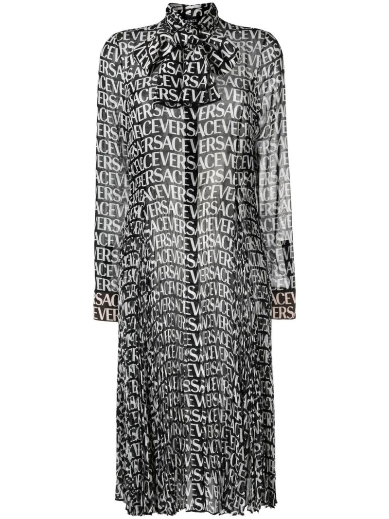 Versace  logo-print silk shirtdress