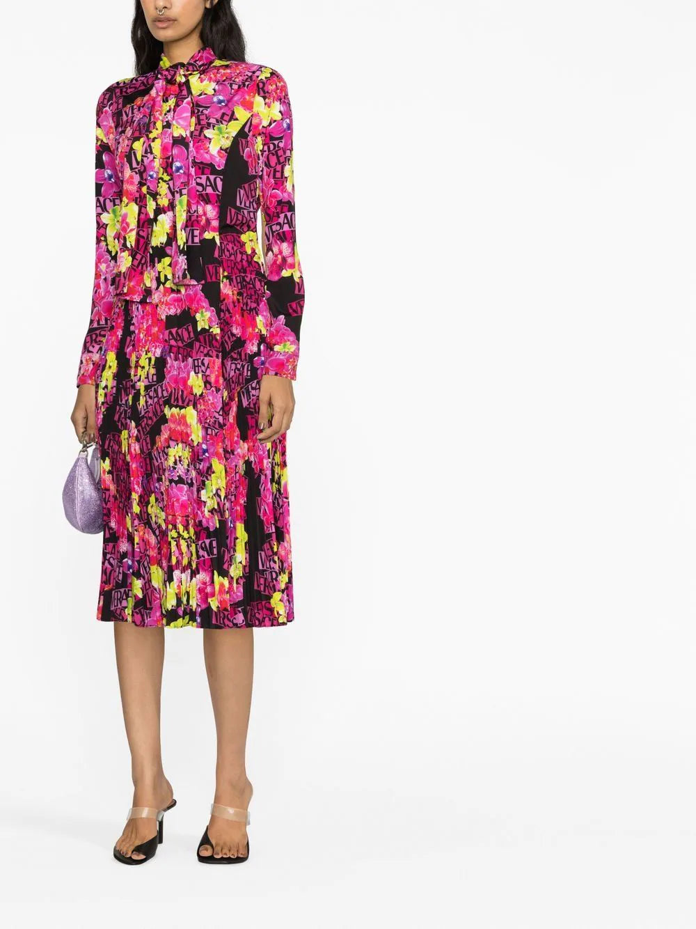 Versace  floral-print midi dress
